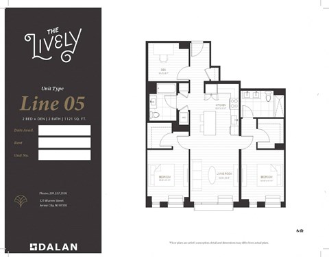 B3D Floor Plan at The Lively, Jersey City, 07302